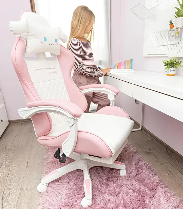 Геймерское кресло для девочек G892 | Розовое кресло с подушками и подставкой для ног Львов - изображение 9