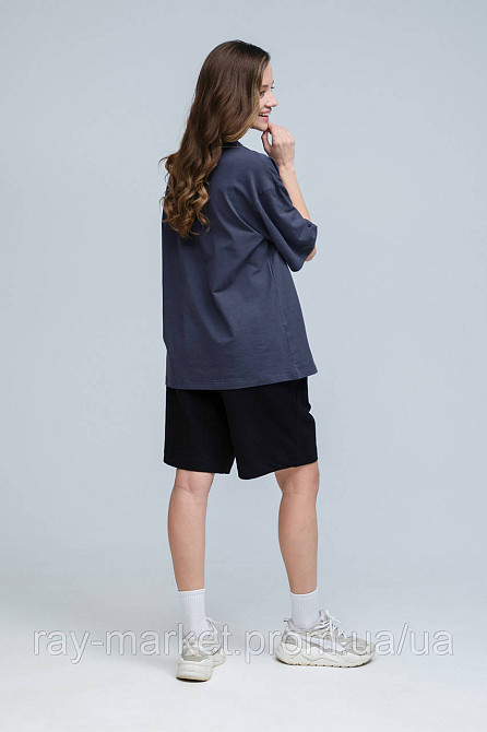 Костюм футболка оверсайз темно-сіра та шорти чорні RAY BASIC жіночий (U1801W-Grey-Black) Київ - фото 3