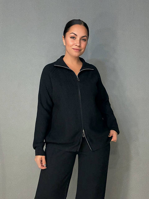 Костюм женский Joy one 382 вязаный брюки с кофтой на молнии черный, черный, one size Киев - изображение 12