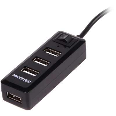 Концентратор Maxxter USB 2.0 to 4xUSB + charger 5V 1A (HU2A-4P-AC-03) Винница - изображение 1