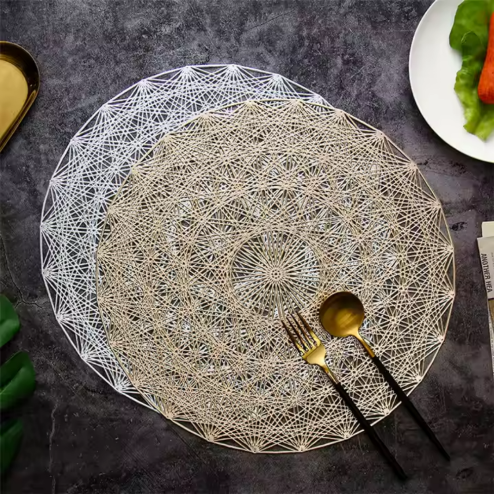 Сервировочная салфетка круглая под горячее, коврик сервировочный золотистый набор 2 шт Каменец-Подольский - изображение 2