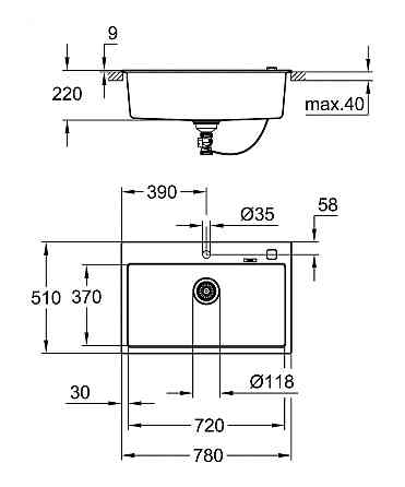 Композитна мийка для кухні Grohe K700   ( 31652AP0 ) 37627 Харків
