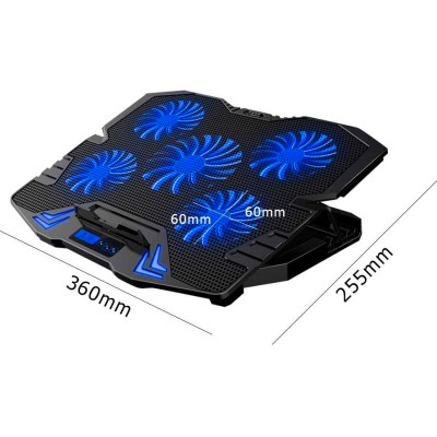Підставка до ноутбука IceCoorel 10-15", 1*125mm 1400 RPM + 4*70mm 2500 RPM, 2*USB, 365x297x30mm, Blue (K5Bl) Вінниця - фото 4