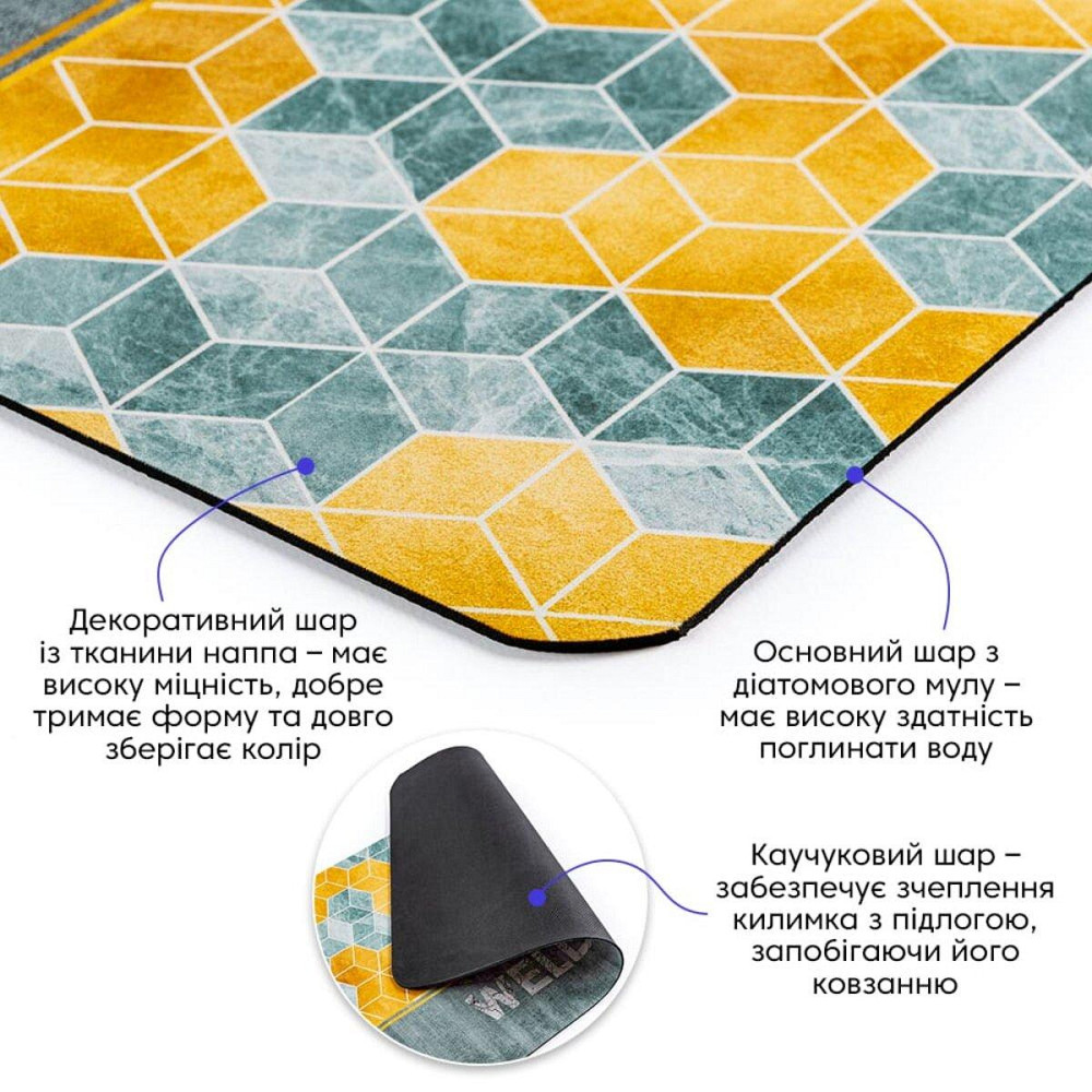 Вологопоглинаючий килимок 380х580х3мм "Ласкаво просимо" куби (D) SW-00001561 Дніпро - фото 7