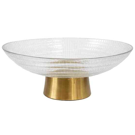 Тарілка для фруктів скляна на золотій ніжці 19.5*9 см 64486-33 Коломия