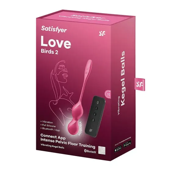 Вагінальні кульки з вібрацією Satisfyer Love Birds 2 Connect App Red Львів