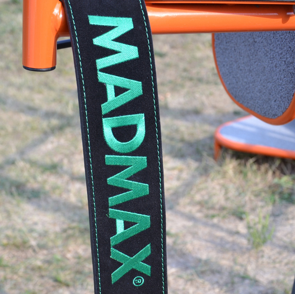 Пояс для важкої атлетики MadMax MFB-301 Suede Single Prong шкіряний Black/Green M Київ - фото 5
