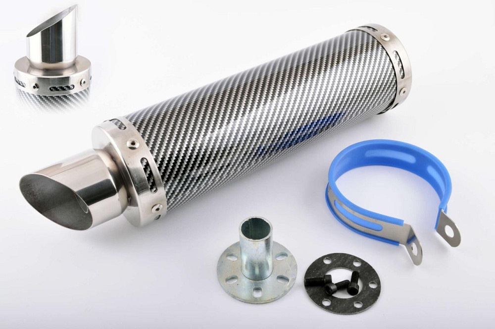 Глушник (тюнінг) 300*9 см, кріп. Ø48mm (нержавіюча сталь, карбон mod:2, прямоток, тип:3) Мукачево - фото 1