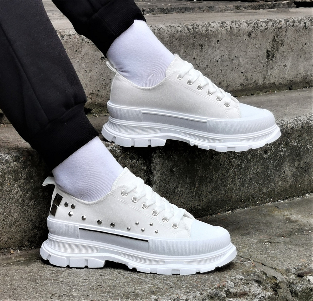 Женские Кроссовки Кеды на Танкетке Белые Слипоны Мокасины на Платформе (размеры: 36,37,38,39,40,41) - 33-2 Днепр - изображение 9