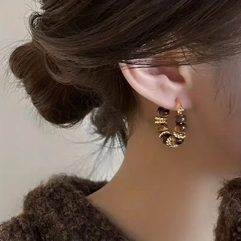 Серьги набор 3 пары в различных дизайнах с эмалью золотистые,женская бижутерия серьги комплект из цинкового сплава Каменец-Подольский - изображение 5