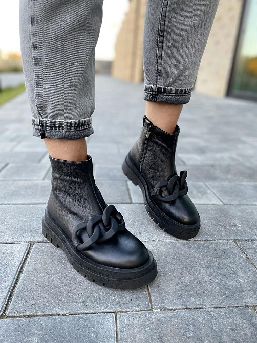 Женские черевики 032 черные натуральная кожа высота 14см подошва 3см размер 36-40 (4816) Коломыя - изображение 7