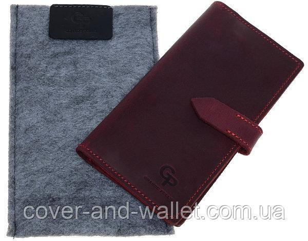 Винтажный кожаный кошелек купюрник ручной работы (коричневый) Grande Pelle Anet Бордовый Киев - изображение 7