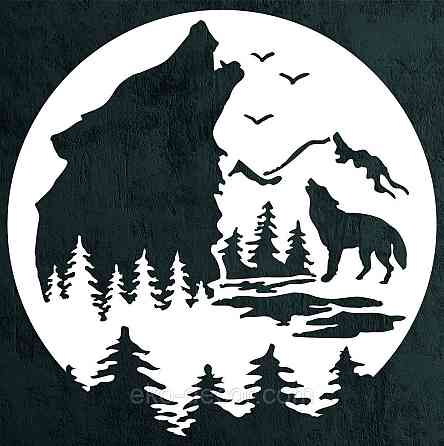 Декоративное настенное Панно «Волк», Декор на стену 90*90 см, Белый Киев