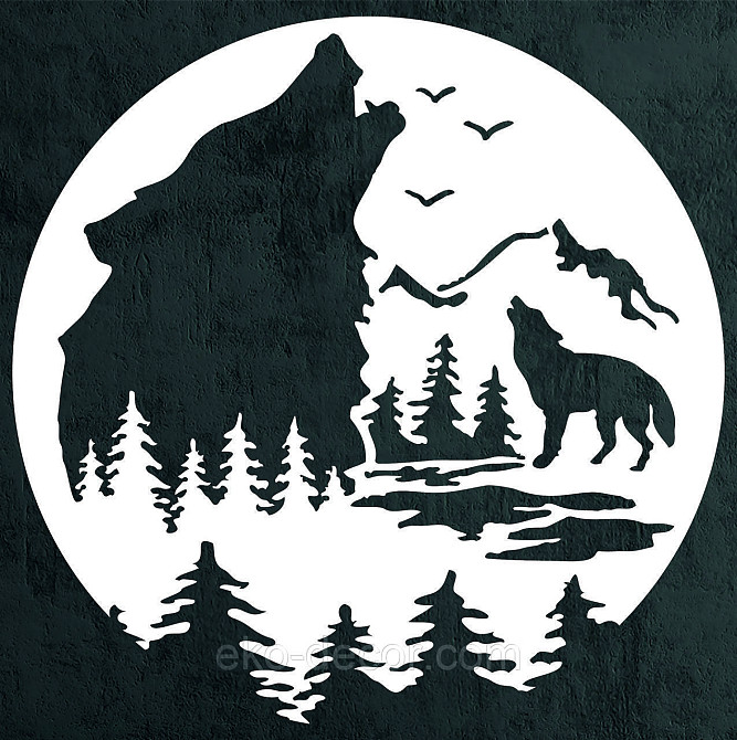Декоративное настенное Панно «Волк», Декор на стену 90*90 см, Белый Киев - изображение 5