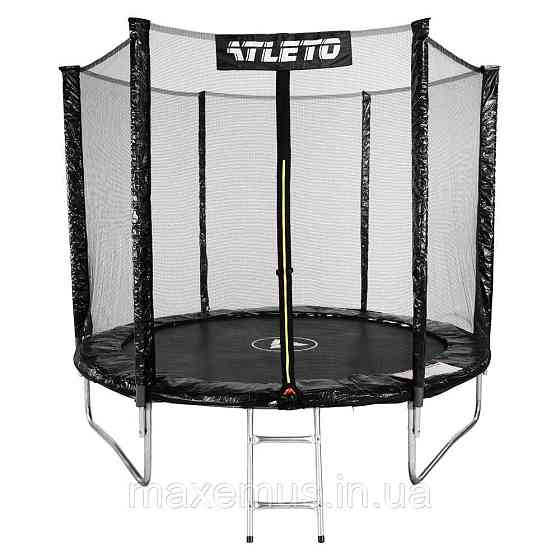 Батут детский с защитной сеткой 183 см батут Atleto с лестницей для детей и взрослых черный Мостиска