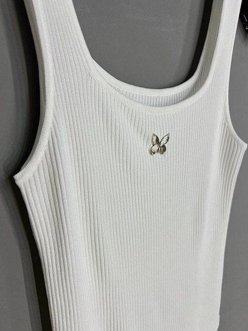 Майка женская A-N 2206 в рубчик с бабочкой, белый, one size Киев - изображение 8