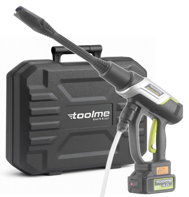 Аккумуляторная мойка высокого давления Toolme TM280 PRO BRUSHLESS 450 Вт с алюминиевой помпой, 2 АКБ 21В, пеногенератор (Польша) Киев - изображение 10