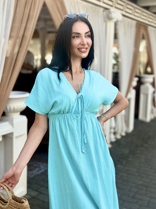 Довга муслінова сукня "Lira" | Батал Блакитний, 54-56 Київ - фото 10