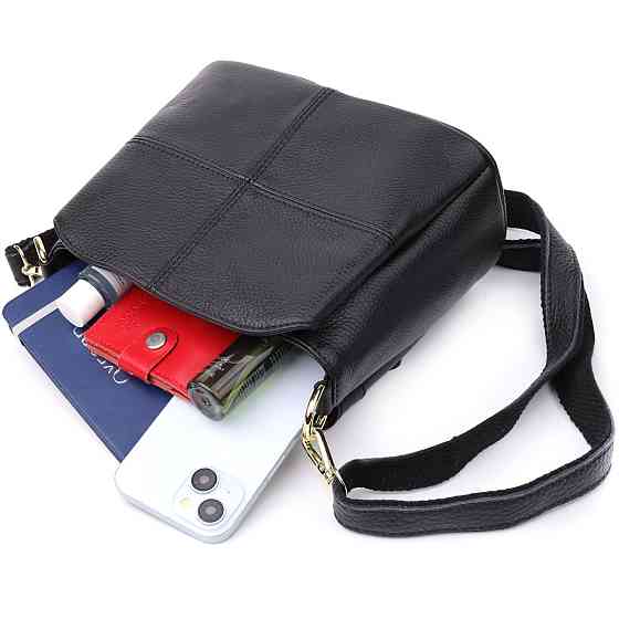 Женская сумка на три отделения из натуральной кожи sale_15122 Vintage Черный Киев