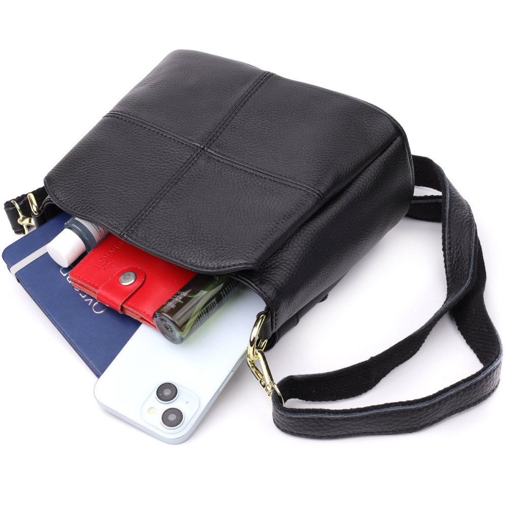 Сумка на три відділення з натуральної шкіри sale_15122 Vintage Чорний Київ - фото 6