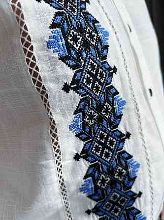 Мужская вышиванка в традиционном украинском стиле домотканый лен Одесса