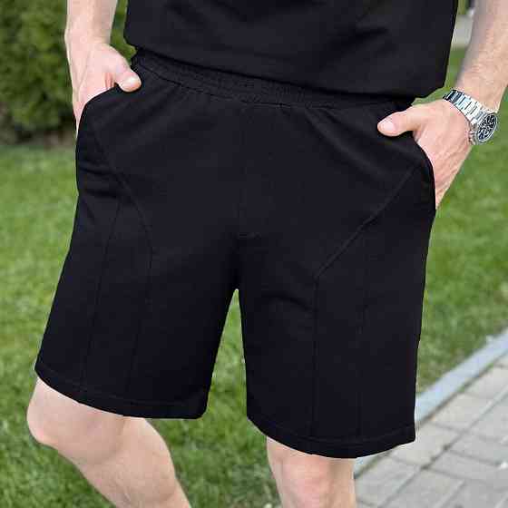 Чоловічий літній комплект шорти і футболка чорний Pobedov Barel Київ