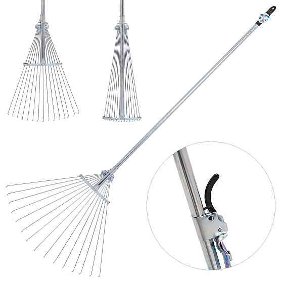 Граблі для листя розсувні (віяло) "GEKO" металеві з металевою ручкою Киев