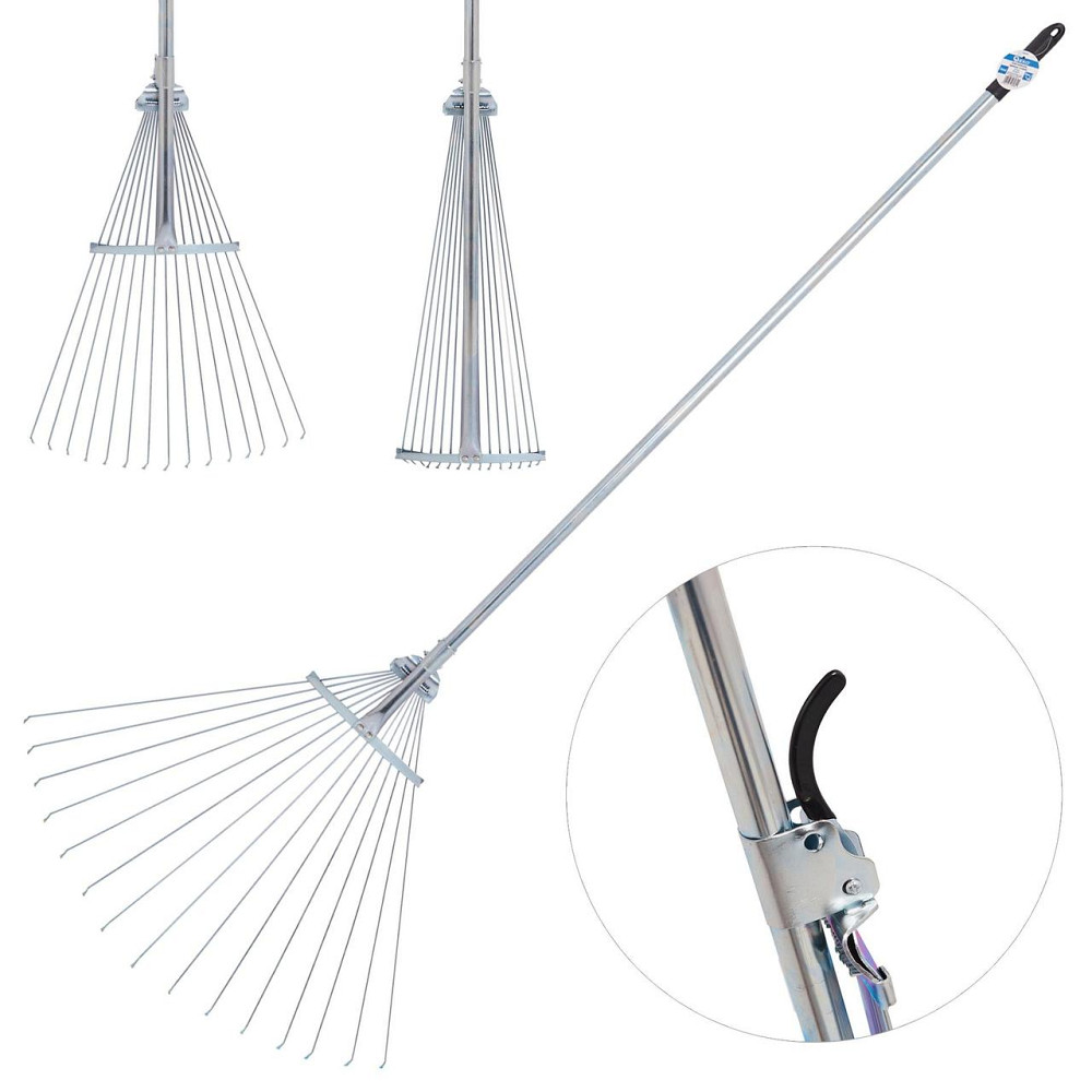 Граблі для листя розсувні (віяло) "GEKO" металеві з металевою ручкою Киев - изображение 1