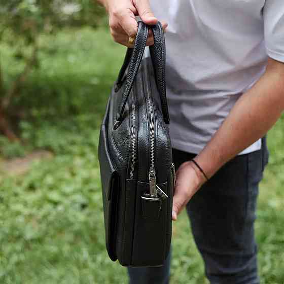 Чоловіча шкіряна ділова сумка портфель для речей і документів Tiding Bag Горизонтальна шкіряна чоловіча сумка портфель Київ
