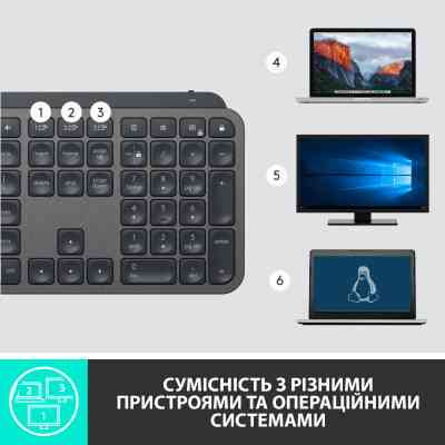Клавиатура Logitech MX Keys Advanced for Business Wireless Illuminated UA Graphite (920-010251) Винница