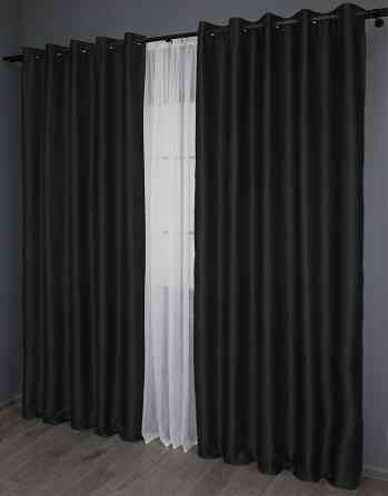 Комплект штор на люверсах VR-Textil Midnight № 1165ш 150х270 см 2 шт Чорний (37-0117) Київ