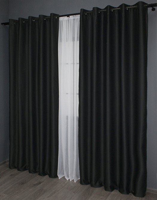 Комплект штор на люверсах VR-Textil Midnight № 1165ш 150х270 см 2 шт черный (37-0117) Киев - изображение 5