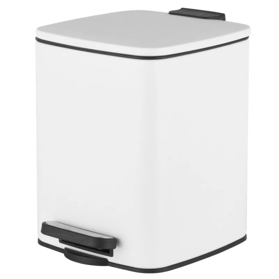 Ведро для мусора с плавным закрытием квадратное Zerix Kubix-TC0106 White 6 л (цвет белый) (ZX6109) Черновцы
