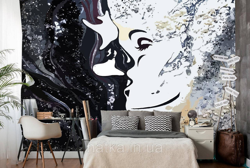 Шпалери вінілові на флізелін абстракція хвилі силуети 3д Київ - фото 1