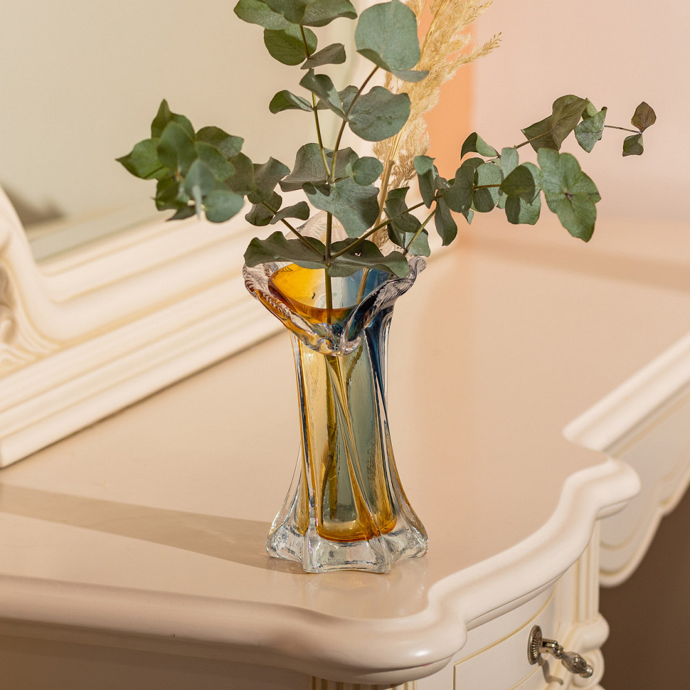 Yiwu Декоративна скляна ваза для квітів 22 см фігурна ваза 200 мл Жовто-синя HP-9-6 Киев - изображение 4