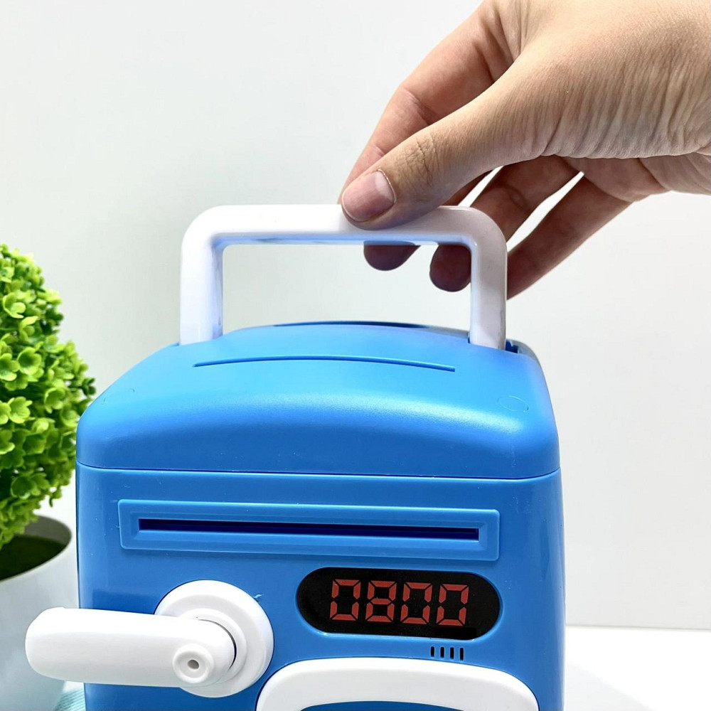 Сейф-скарбничка дитяча зі сканером відбитка пальця та кодовим замком затягує купюри звук підсвічування Синій (MK 5411) Чернігів - фото 4