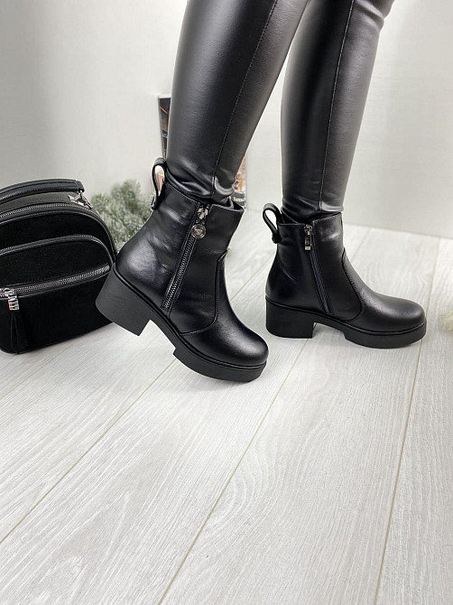Жіночі черевики Б02-3516 чорні натуральна шкіра висота 13 см підошва 3 см (1132) Коломыя - изображение 5