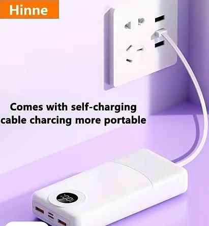 Павербанк Hinne 20000 mAh з вбудованими кабелями (PD fast charge) Харків