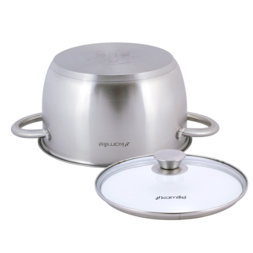 Каструля нержавіюча сталь 3л з кришкою порожнисті ручки 4902 KAMILLE Житомир - фото 3