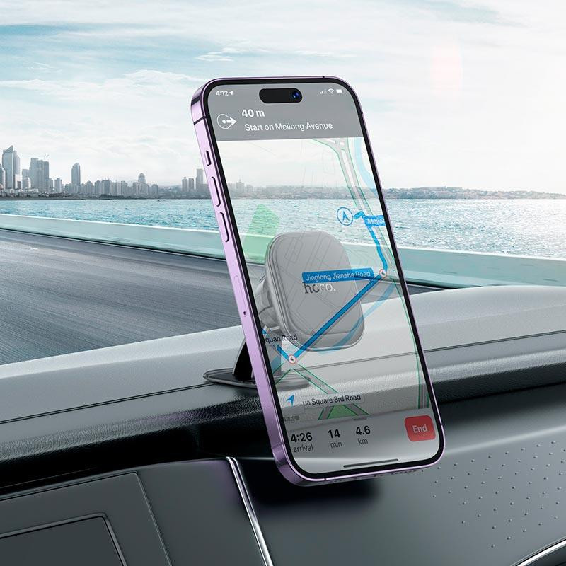Автотримач для телефона HOCO H30 Brilliant magnetic car holder(center console) Black Ковель - фото 8