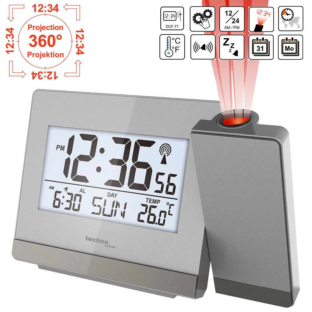 Часы проекционные Technoline WT538 Silver/Anthracite (WT538) Киев - изображение 8