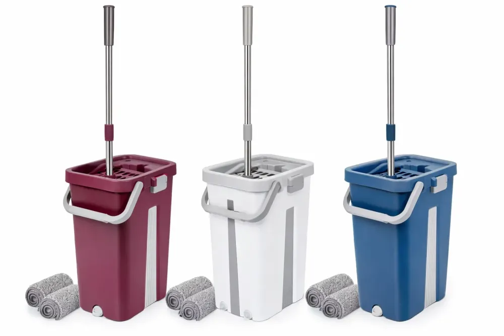 Швабра с ведром 11л с автоматическим отжимом + 2 насадки / Комплект для уборки швабра лентяйка и ведро Коломыя - изображение 1