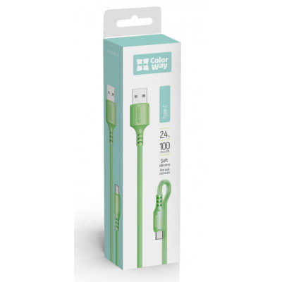 Дата кабель USB 2.0 AM to USB-C 1.0m soft silicone green ColorWay (CW-CBUC042-GR) Вінниця - фото 2