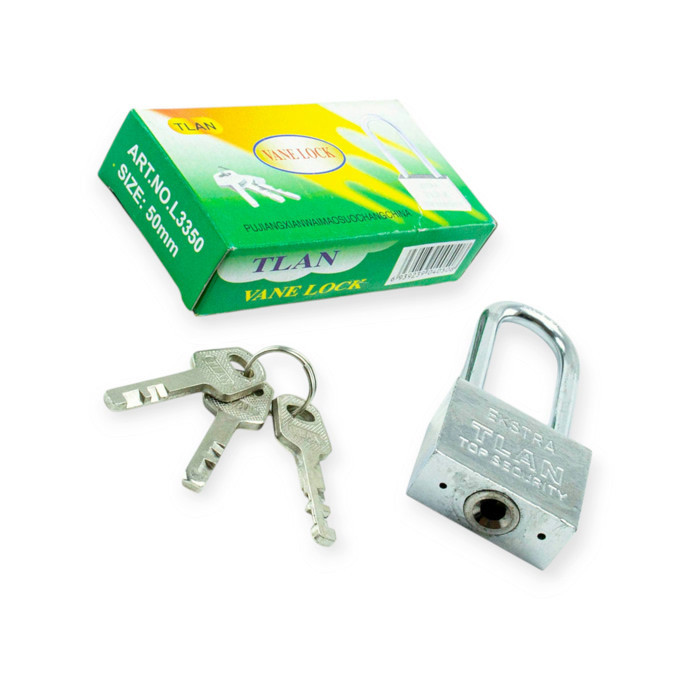 Замок навісний "дужка" 50 мм, сплав цинку алюмінію магнію, фінський ключ 3 шт, хром подовжена дужка Extra Мукачево - фото 1