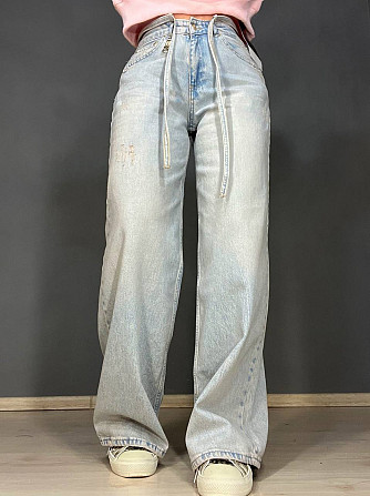 Джинсы женские I8 52406 широкие Baggy бананы с поясом веревкой голубые, голубой, 25, 25, 70 см, 99 с Одесса - изображение 1