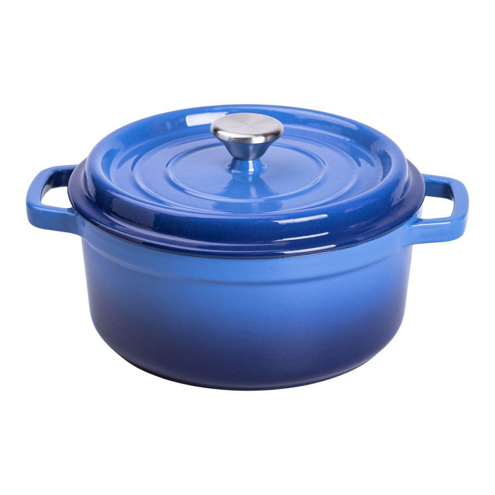 Каструля чавунна емальована 3 л з кришкою Ø24 см Синя HP-1-3BL Київ - фото 1