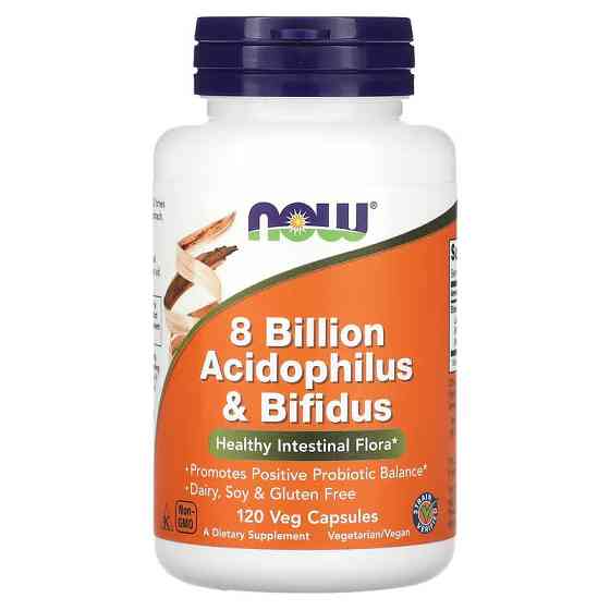 Пробіотики NOW 8 Billion Acidophilus &amp; Bifidus, 120 Veg Capsules Луцьк