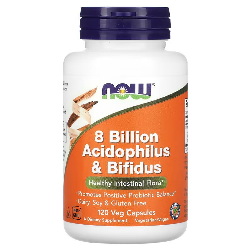 Пробіотики NOW 8 Billion Acidophilus &amp; Bifidus, 120 Veg Capsules Луцьк - фото 1