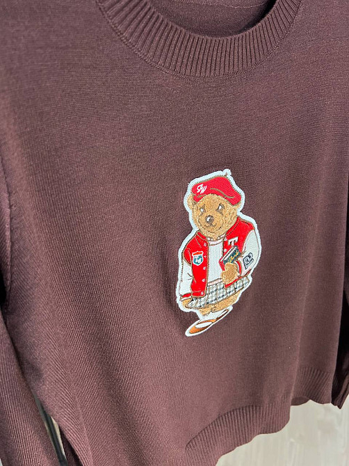 Светр жіночий A-N 2609 з нашивкою ведмедика оверсайз базовий one size, коричневий, one size Київ - фото 15