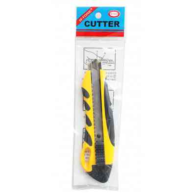 Нож канцелярский H-Tone 18 мм желтый с резиновыми вставками (KNIFE-HT-JJ40607-18) Винница